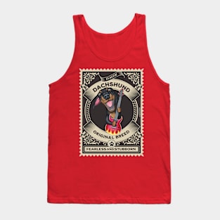 Funny dachshund doxie with guitar in golden circle Tank Top